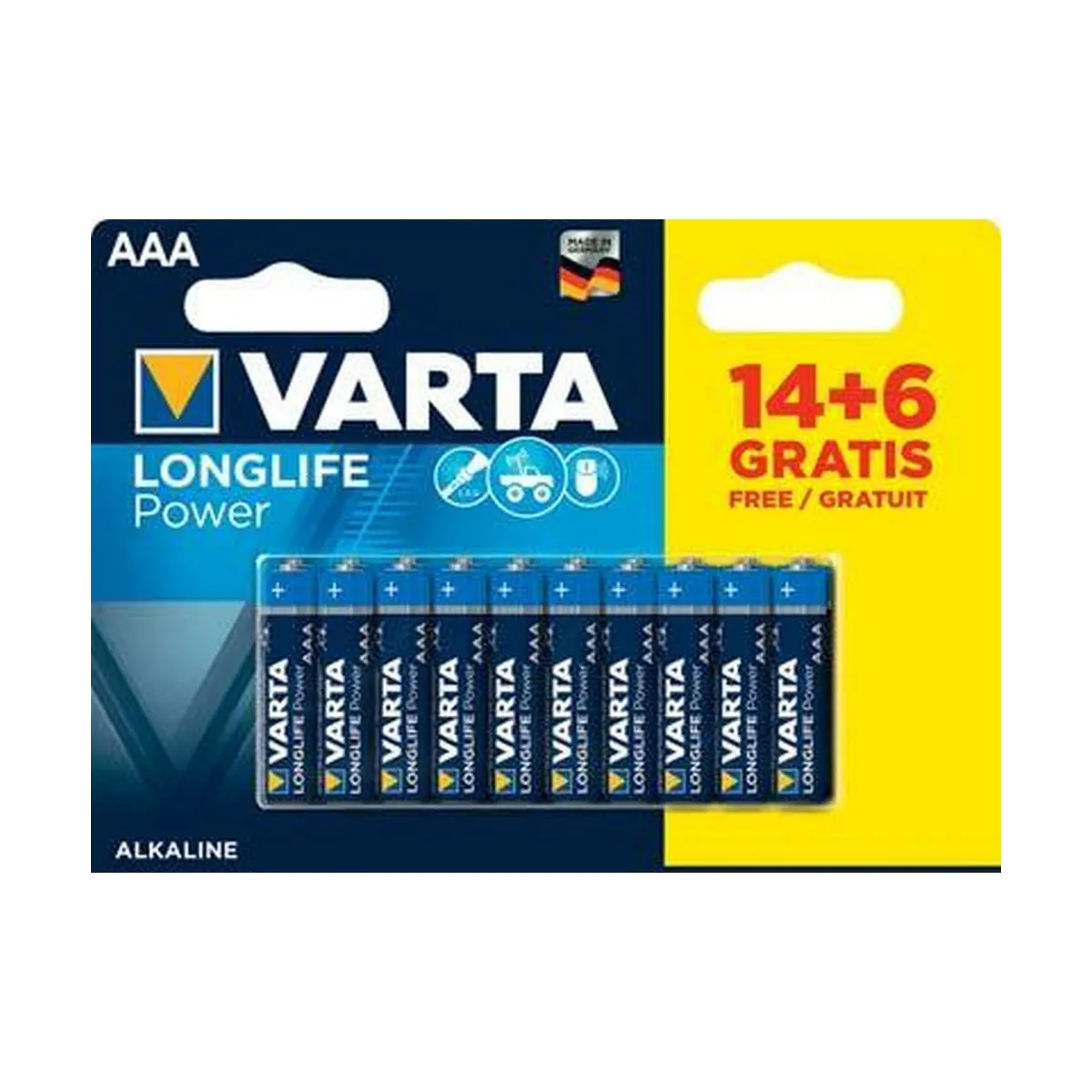 Varta Pile alcaline AAA (LR03) Long-life Power, lot de 2