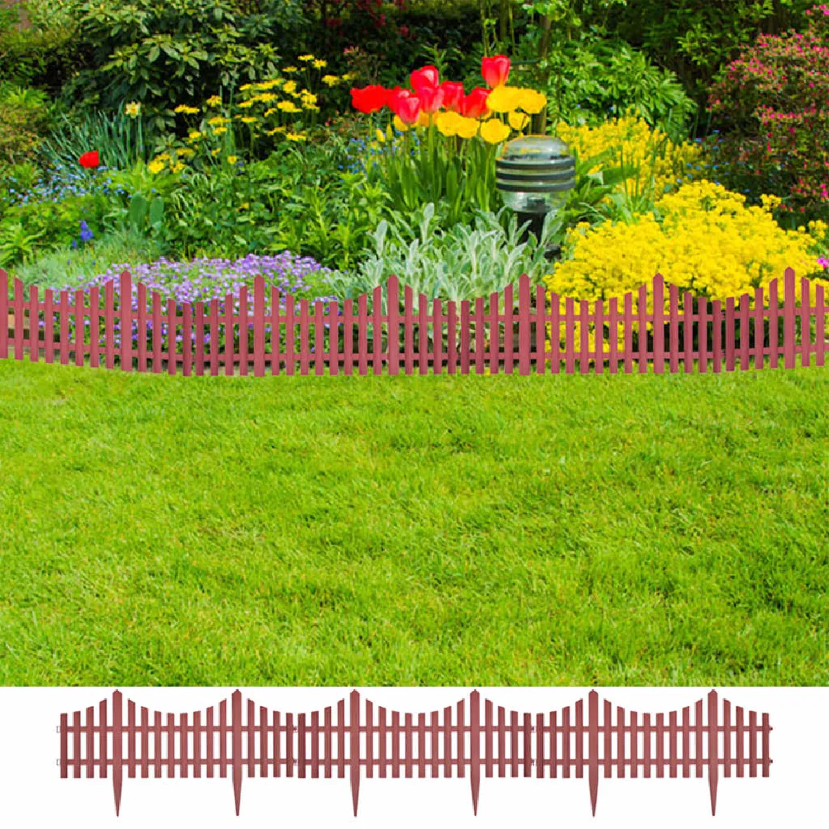 Vidaxl Marron Bordures De Pelouse - 17 Pcs - 10 M - Résistant Aux Intempéries - Image 2