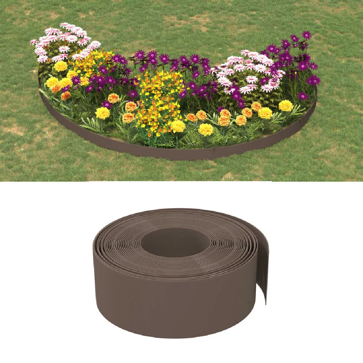 Vidaxl Bordure de jardin marron 10 m 20 cm polyéthylène 154401