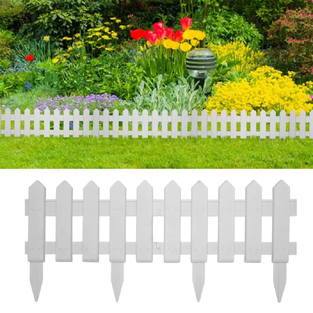 Vidaxl Blanc Bordures De Pelouse 25 Pcs 10 M Pp - Image 3