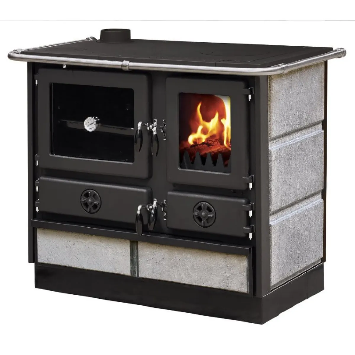 INTERSTOVES Cuisini&egrave;re &agrave; bois MAGNUM MBS en fonte Sortie c&ocirc;t&eacute; gauche -
