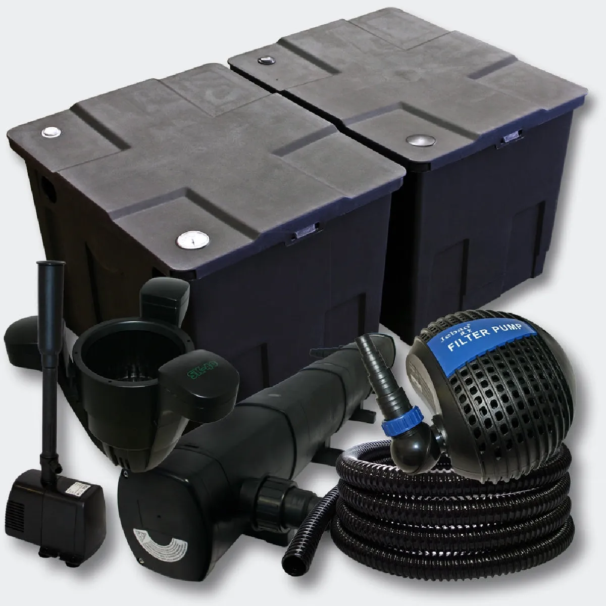 Comparer les prix de Kit de filtration bassin 60000l UVC 72 Watts Pompe Fontaine Skimmer 4216486