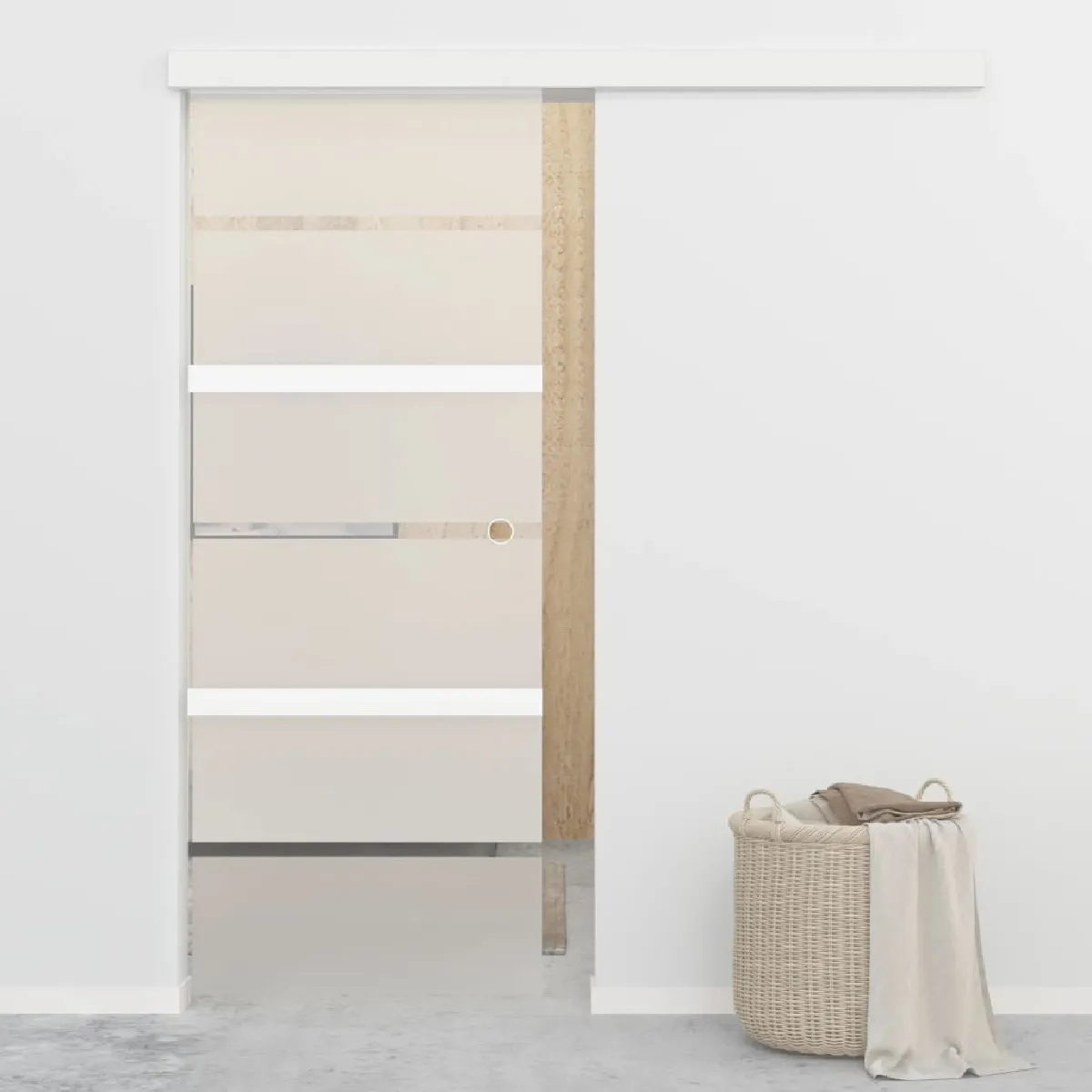 vidaXL Porte Coulissante Porte Suspendue Système de Suspension avec Rail Intérieur Chambre Maison Verre ESG et Aluminium 288058 - vue 2