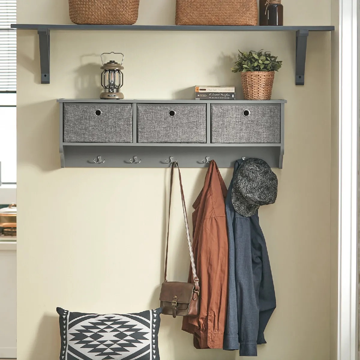 Sobuy Portemanteau Mural FRG282-HG - Bois MDF