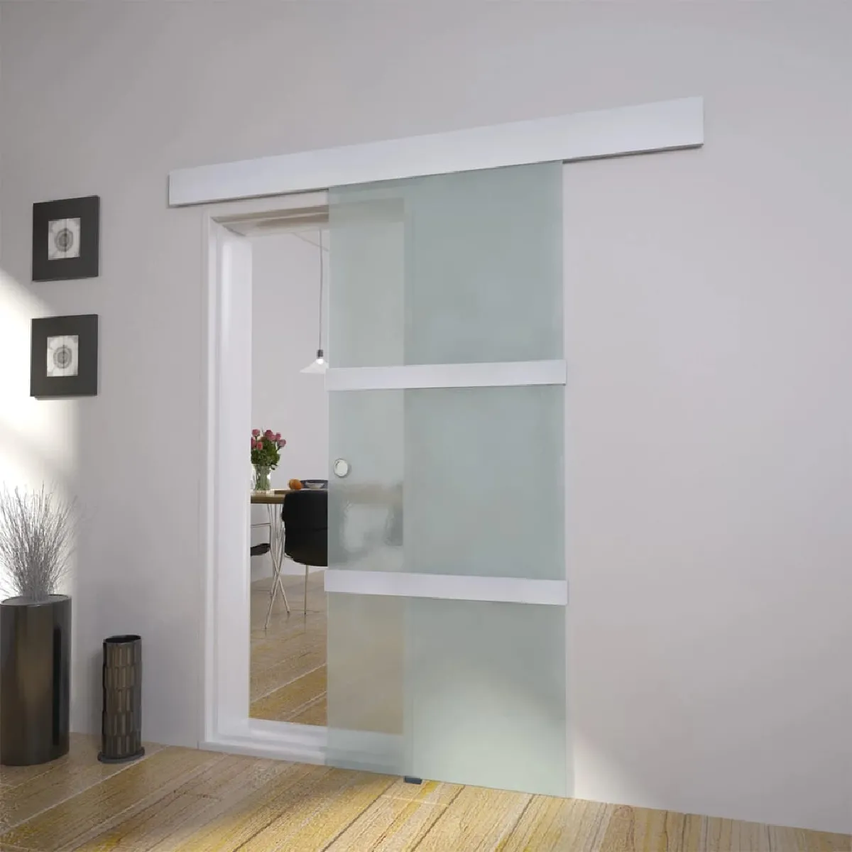 vidaXL Porte coulissante Verre et aluminium 178 cm - vue 2