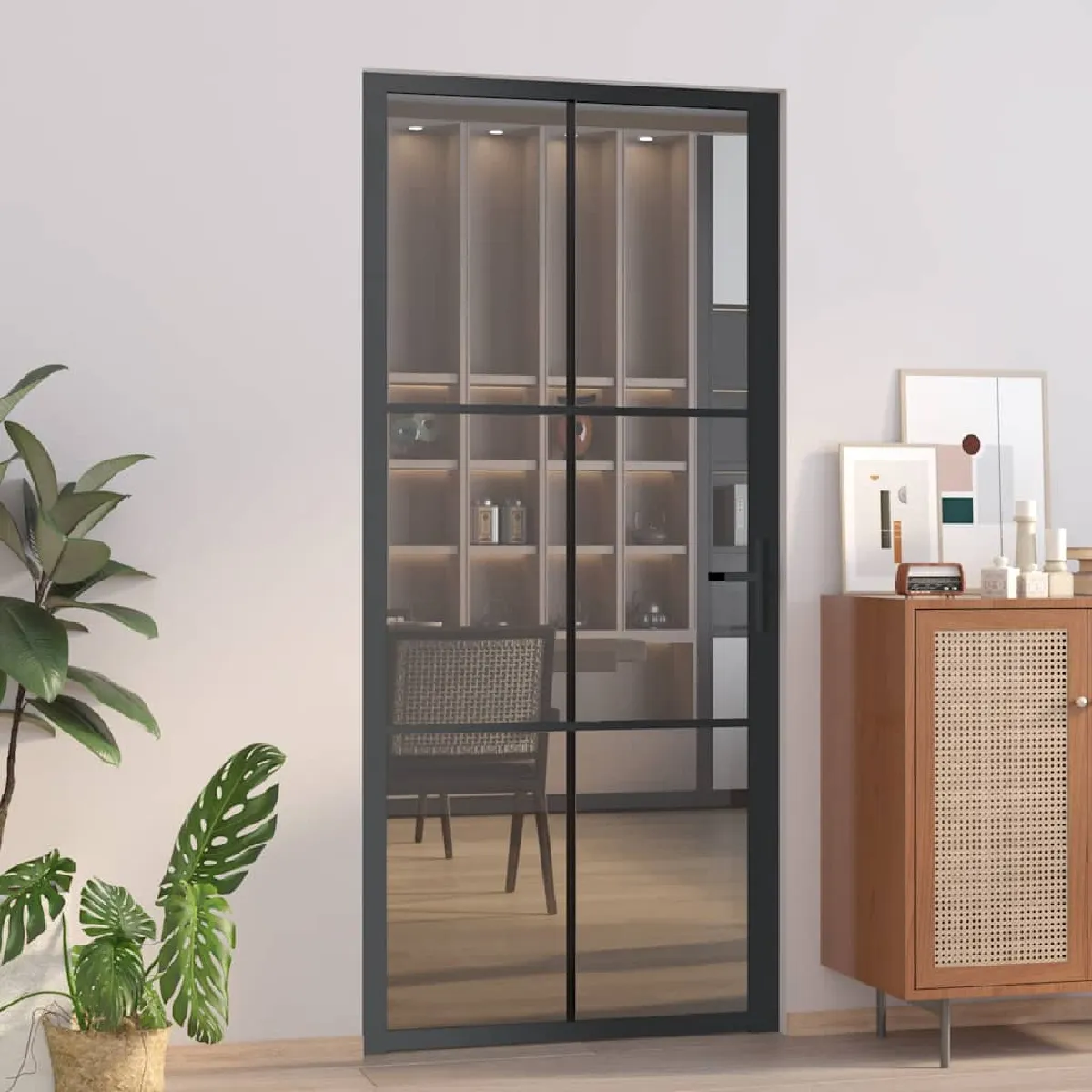 VIDAXL Porte intérieure verre ESG et aluminium 93x201 5 cm - vue 3