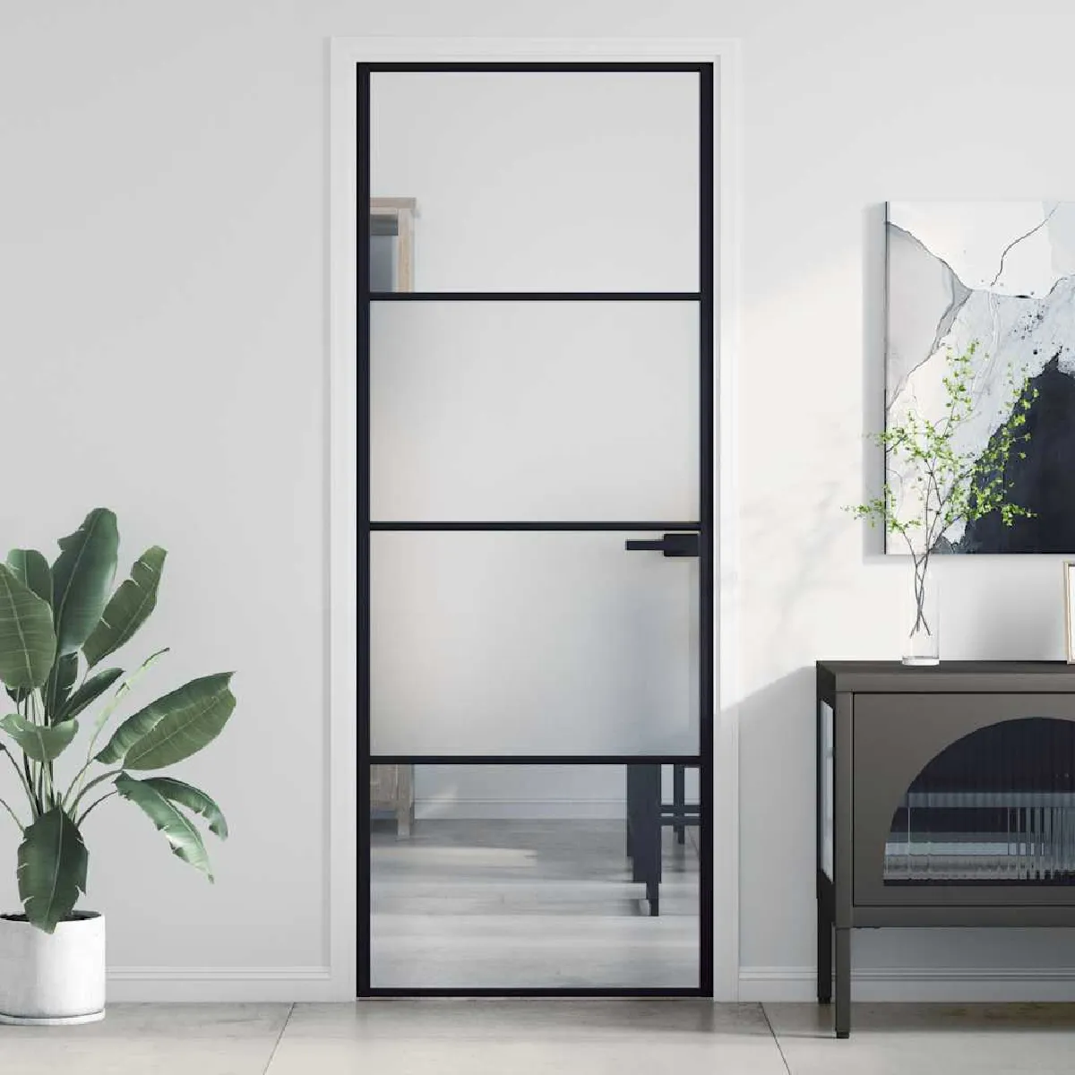Vidaxl Porte intérieure mince 76x2015 cm trempé