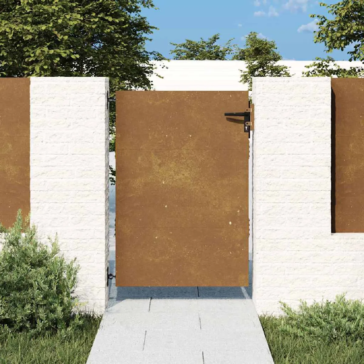 vidaXL Portail de jardin 85x125 cm Acier corten - vue 3