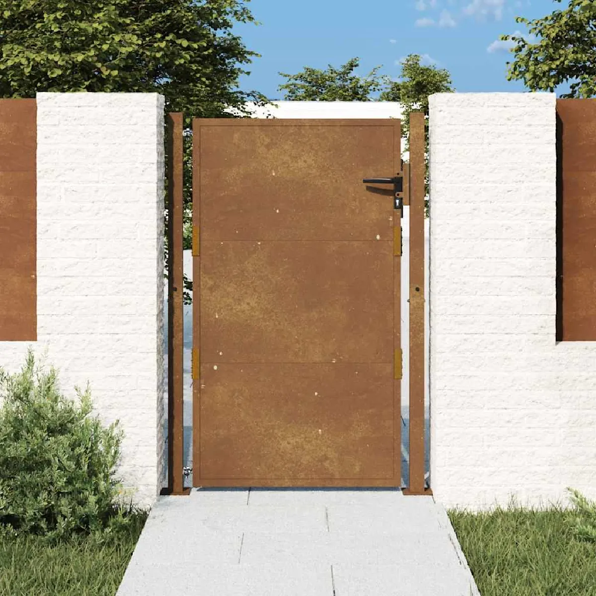 vidaXL Portail de Jardin Portillon de Patio avec Serrure Barrière de Sécurité Porte d'Extérieure Terrasse 105x130 cm 153204 - vue 2