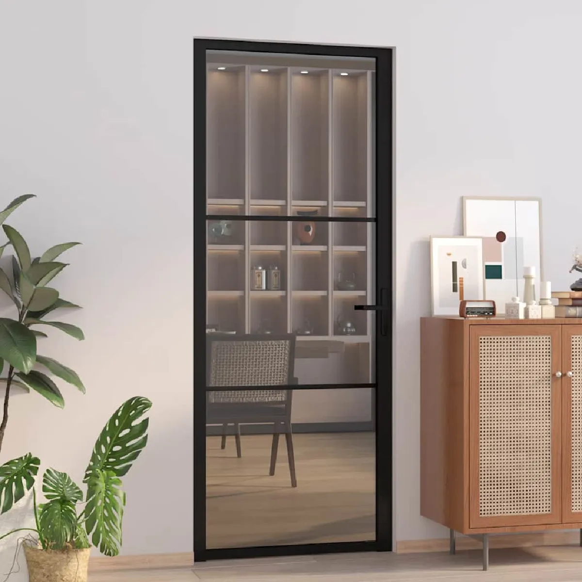 VIDAXL Porte intérieure verre ESG et aluminium 83x201 5 cm - vue 2