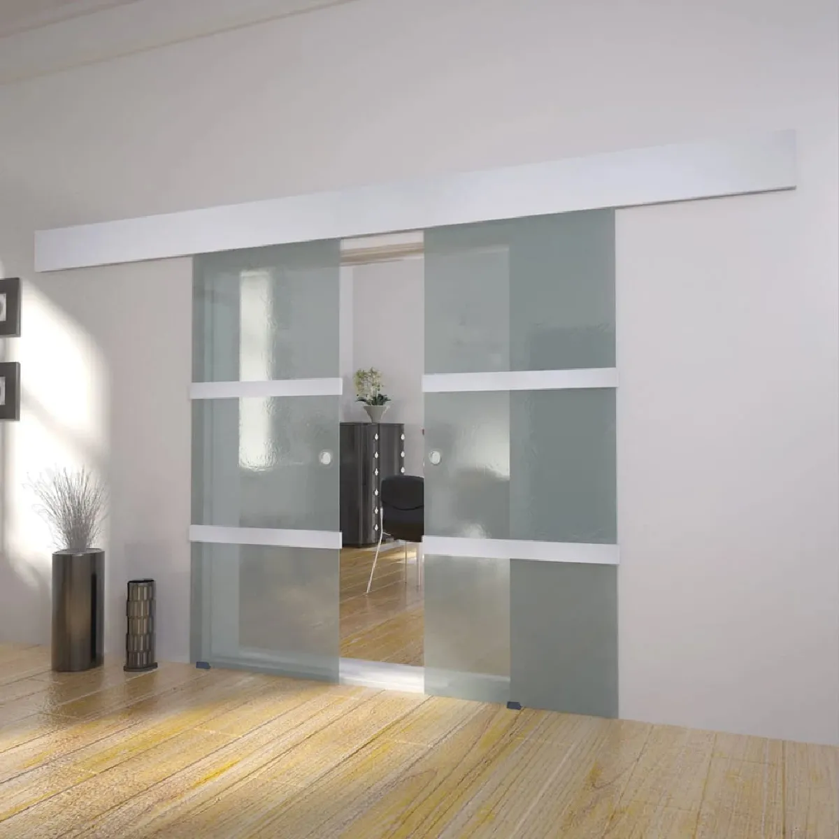 vidaXL Porte double coulissante Verre - vue 2