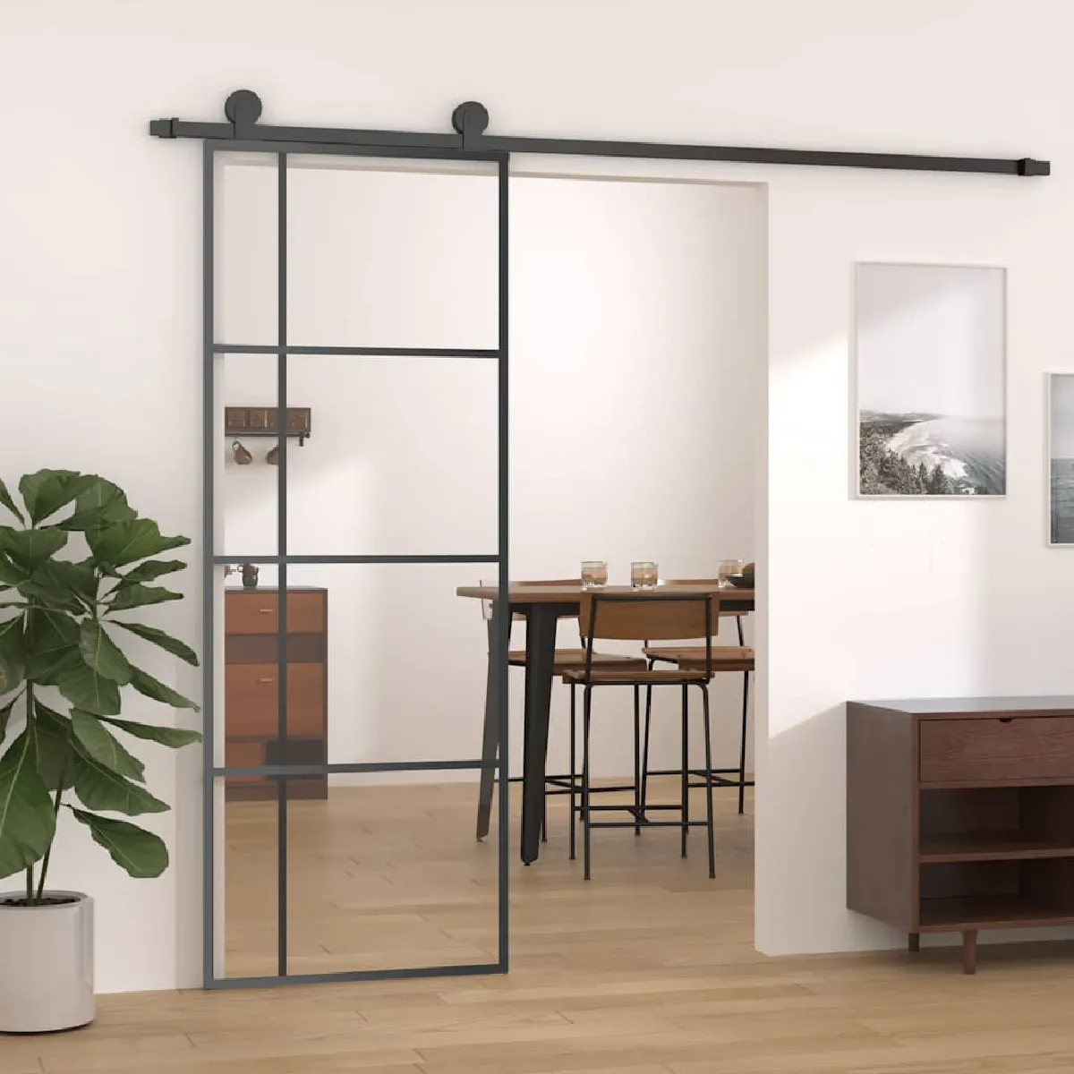 vidaXL Porte coulissante 76x205 Verre ESGAluminium - vue 2