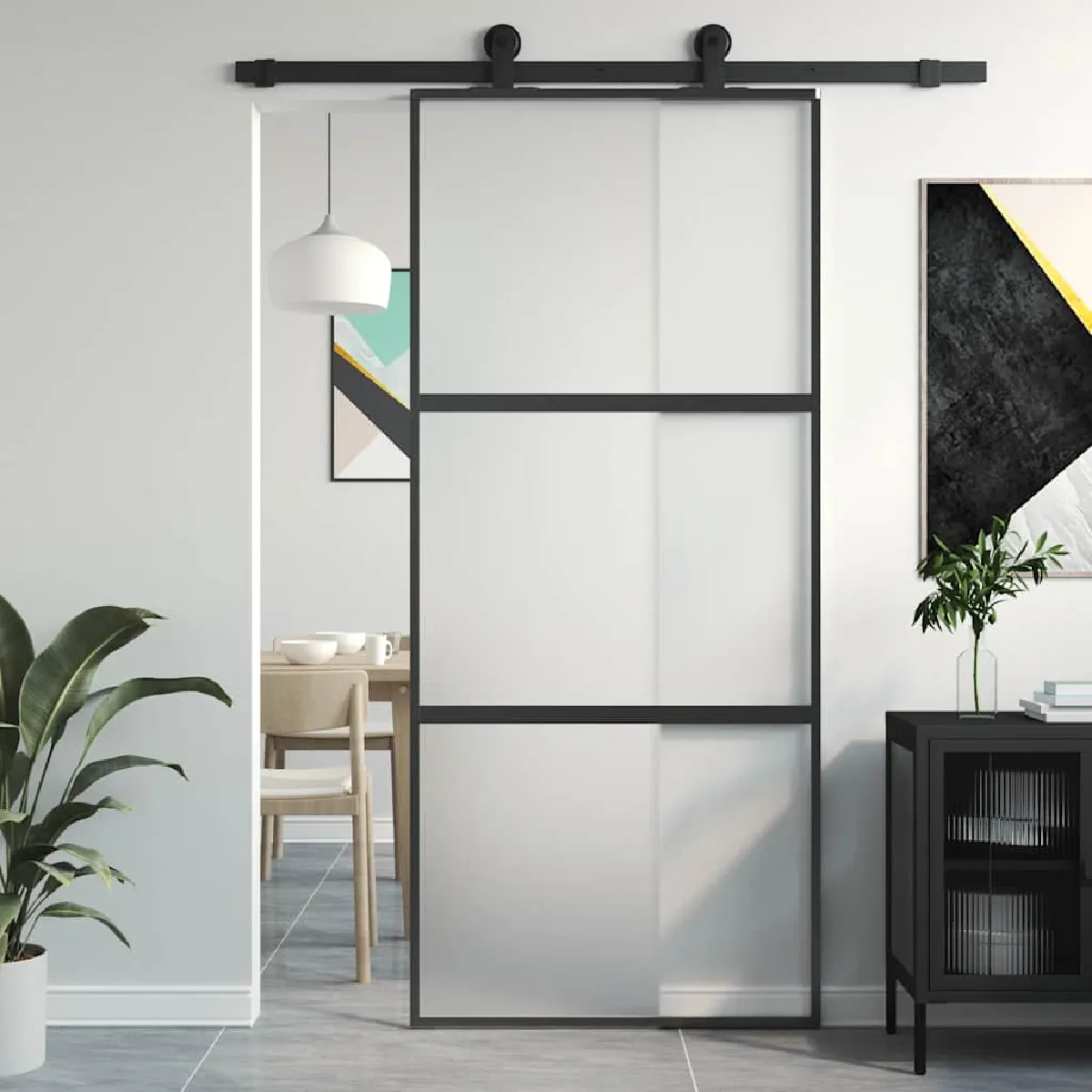 Vidaxl Porte coulissante 90x205 Verre trempé/Aluminium