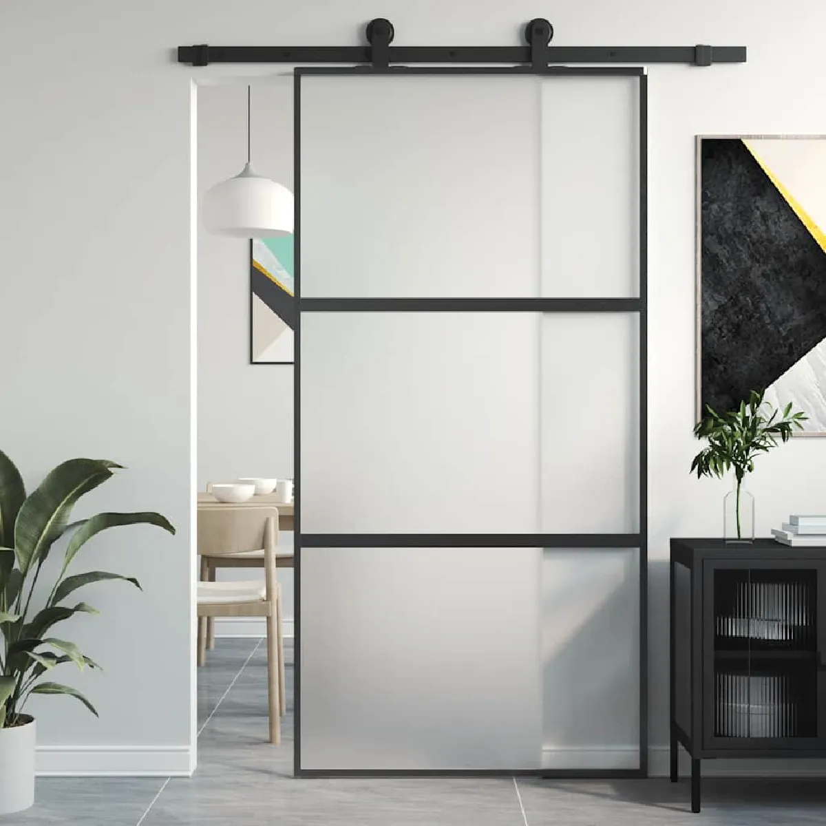 vidaXL Porte coulissante 102 5x205 cm verre trempé aluminium 155200 - vue 2