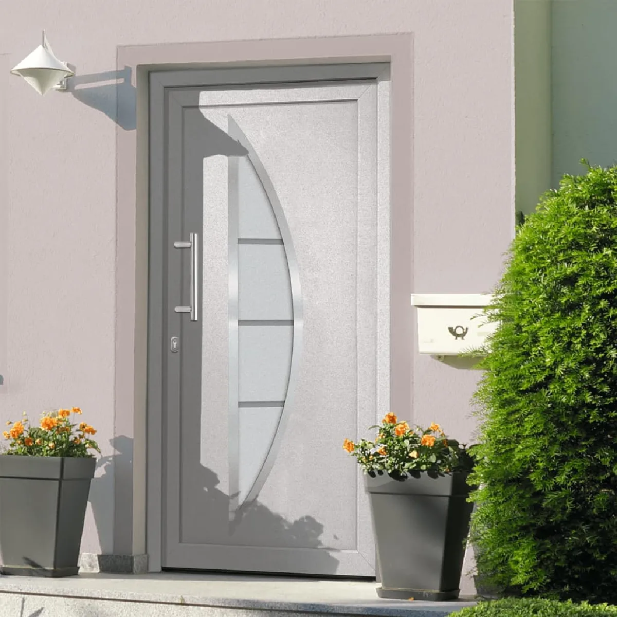 Porte d'entrée PVC - Blanc 88x200 cm