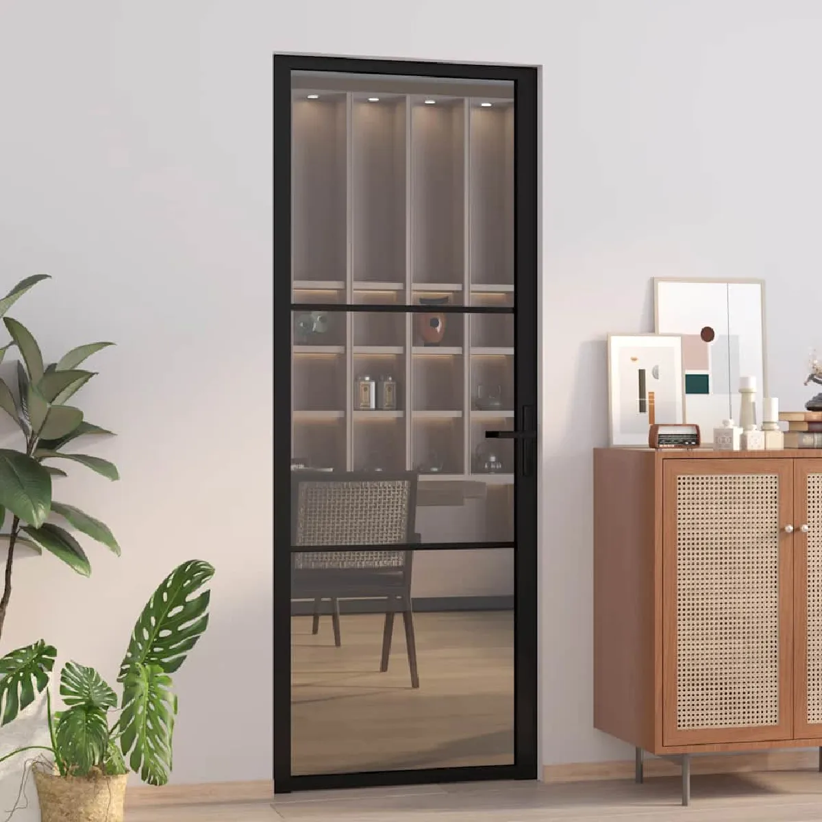 Vidaxl Porte intérieure 76x201,5 cm Verre foncé et aluminium
