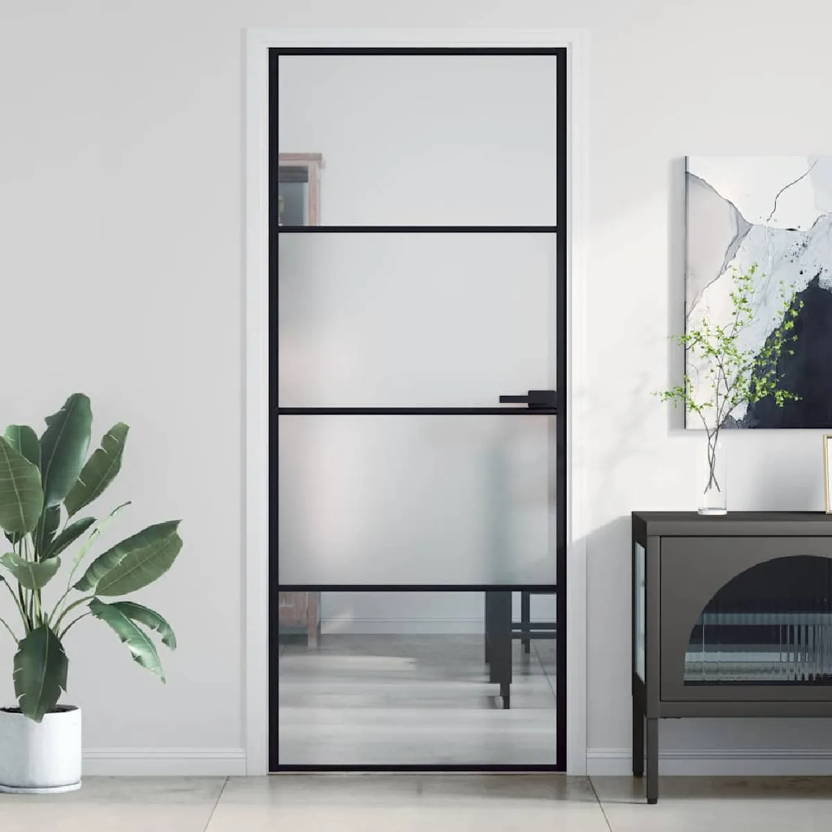 Vidaxl Porte intérieure - Noir 83x201,5 cm verre trempé