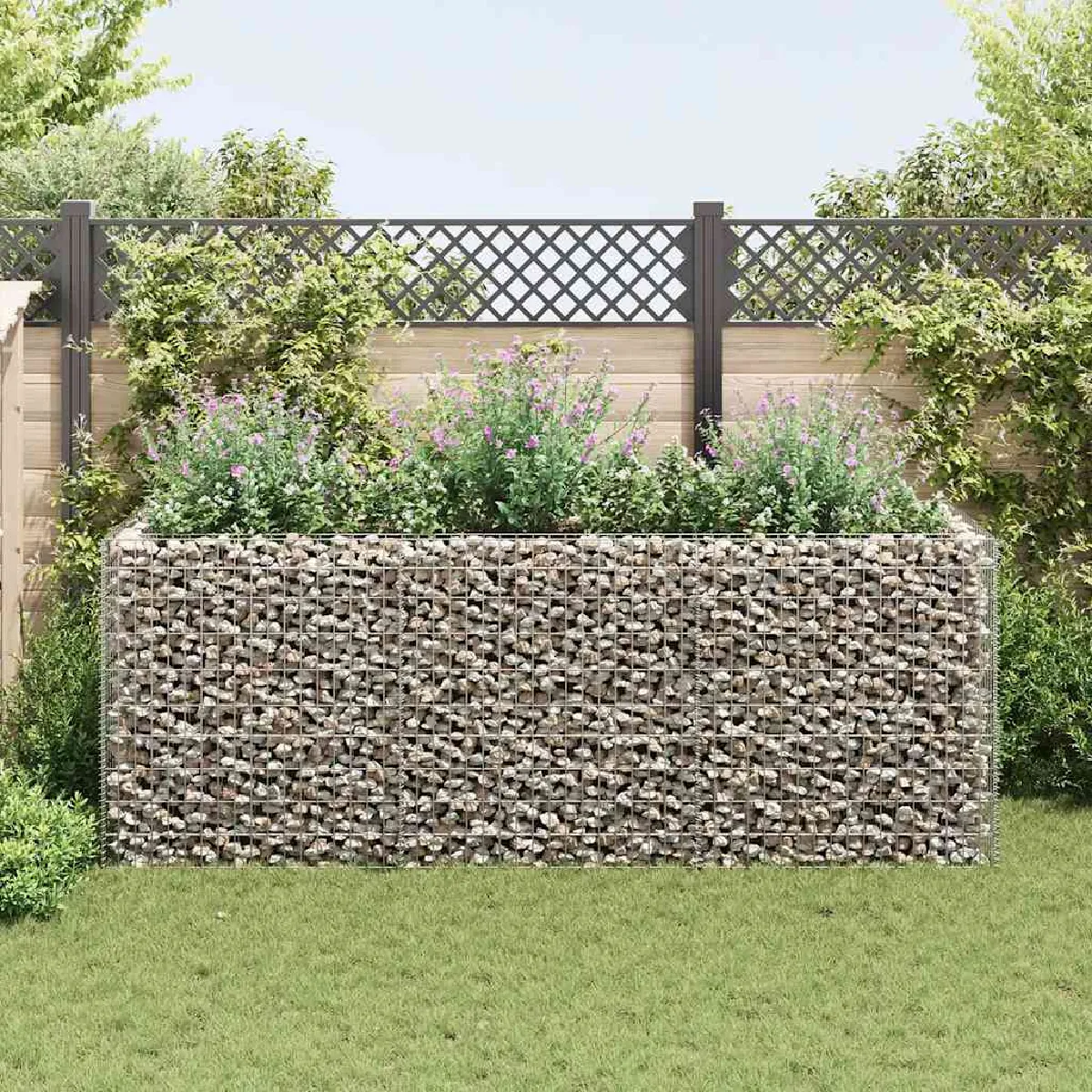 Vidaxl Lit Surélevé à Gabion Acier 270x90x100 cm Jardinière Pot de Fleur 142554