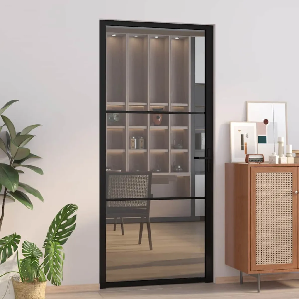 vidaXL Porte intérieure 93x201 5 Verre ESGAluminium - vue 2