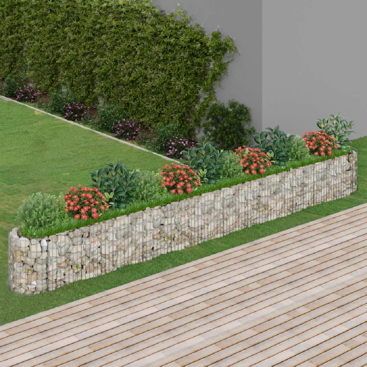 vidaXL Lit surélevé à gabion Fer galvanisé - vue 4
