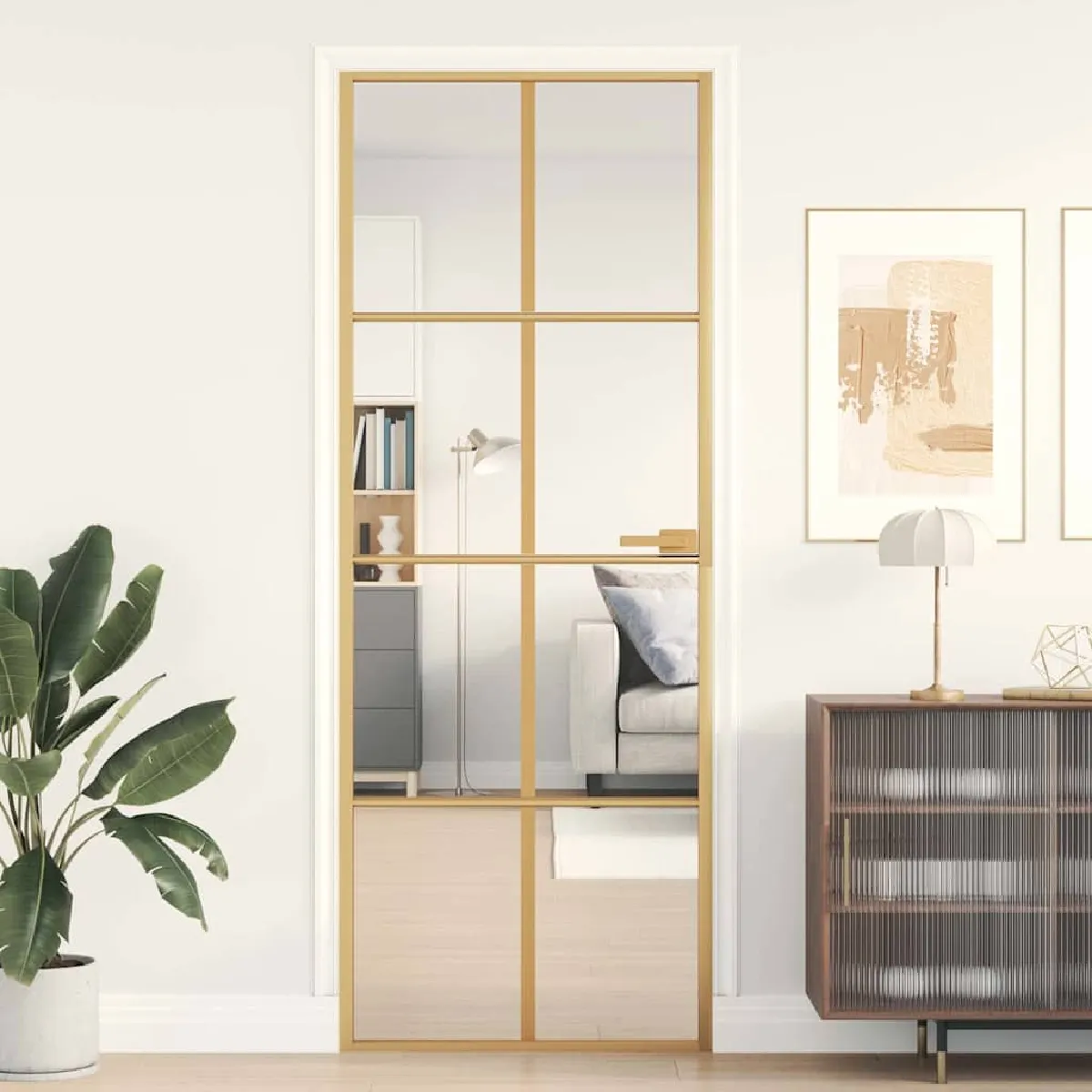 vidaXL Porte intérieure 76x201 5 cm Verre et aluminium - vue 7
