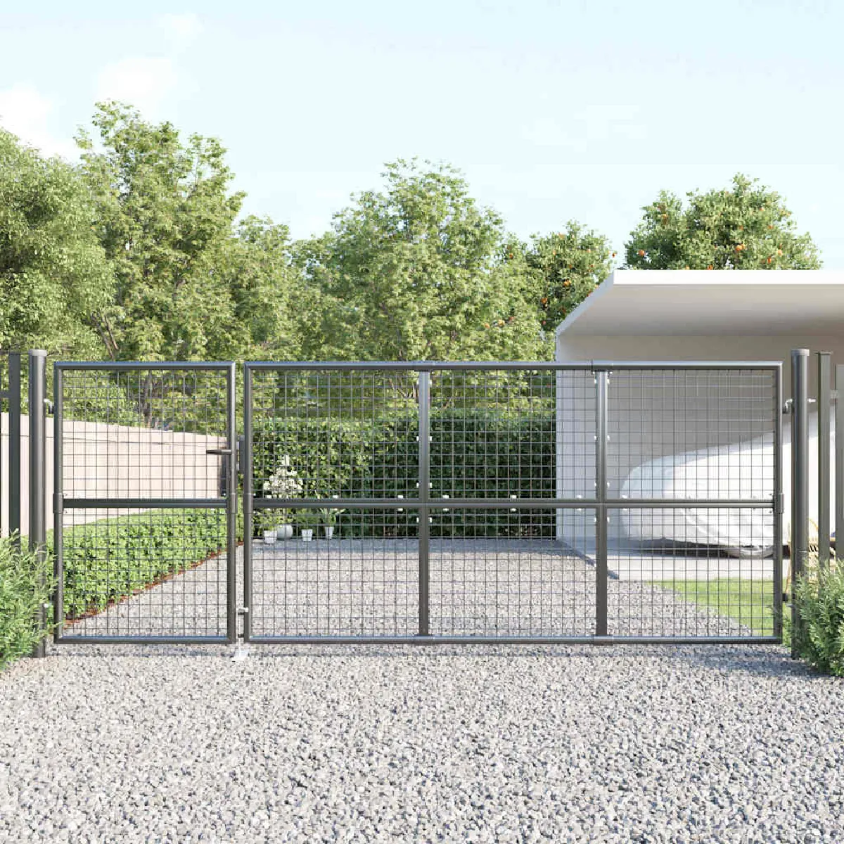Vidaxl Portail jardin maille acier galvanisé anthracite 350x175 cm
