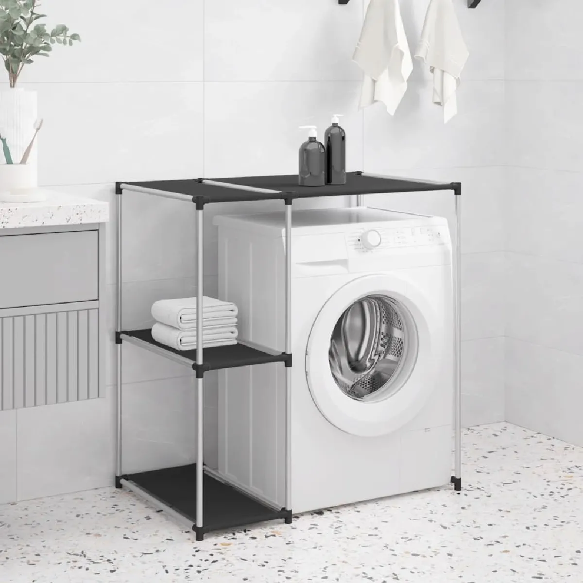 vidaXL Support de rangement sur machine à laver - Noir