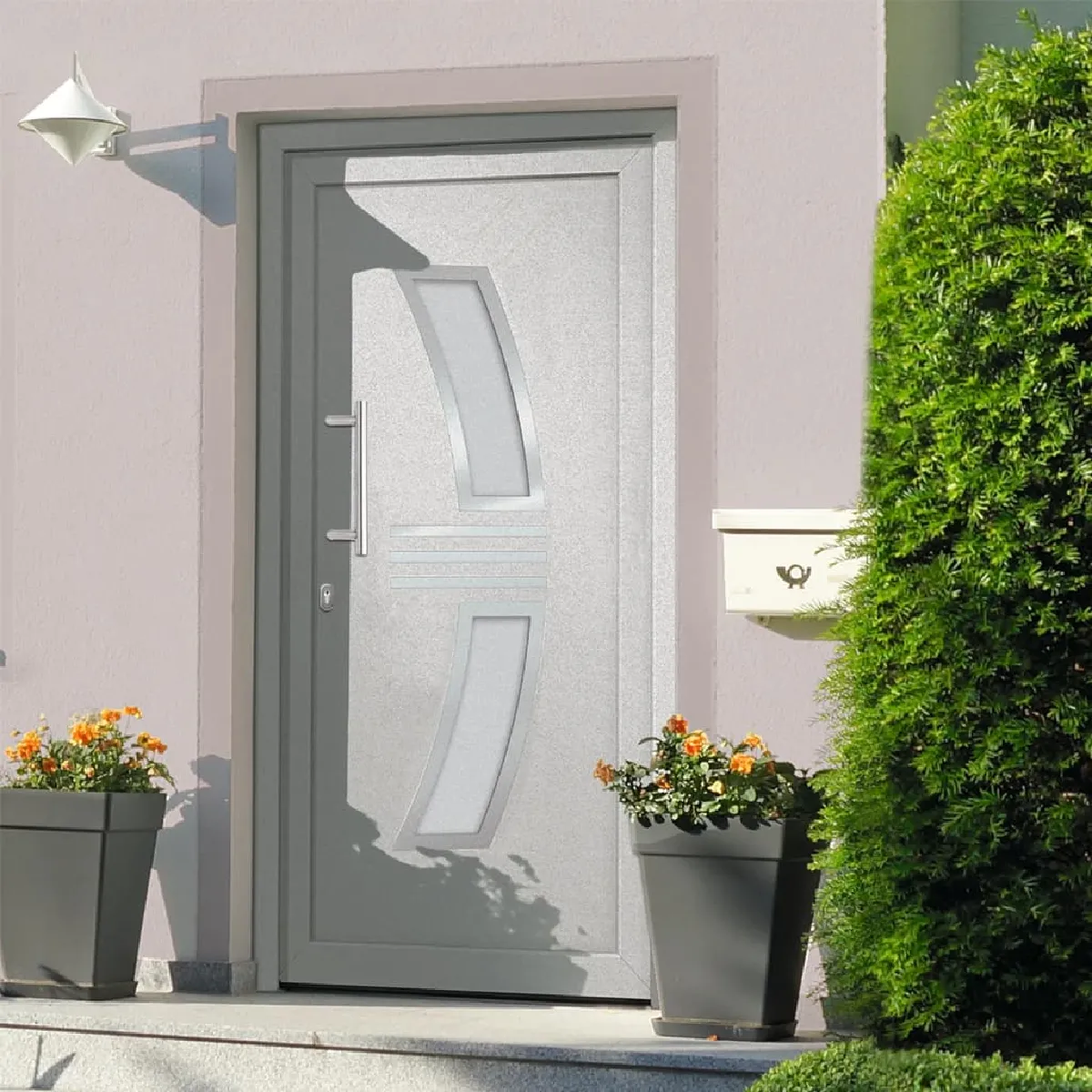 Porte d'entrée PVC - Blanc 88x200 cm