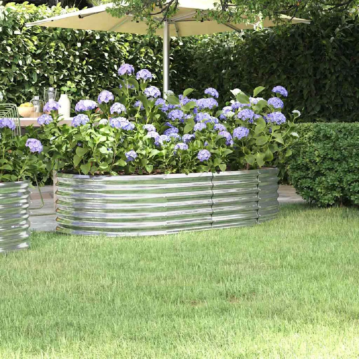 Non Communiqué Argenté Vidaxl Lit Surélevé De Jardin Pot À Fleurs Boîte À Plantes Lit Surélevé Patio Terrasse Extérieur Acier Enduit De Poudre 152X80x36cm 318917 - Image 2