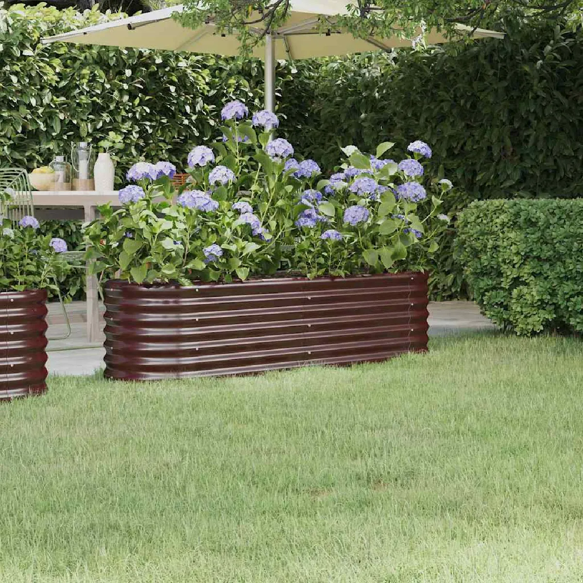 Non Communiqué Marron Vidaxl Lit Surélevé De Jardin Pot À Fleurs Boîte À Plantes Lit Surélevé Patio Terrasse Extérieur Acier Galvanisé 152X40x36 Cm 318870 - Image 3