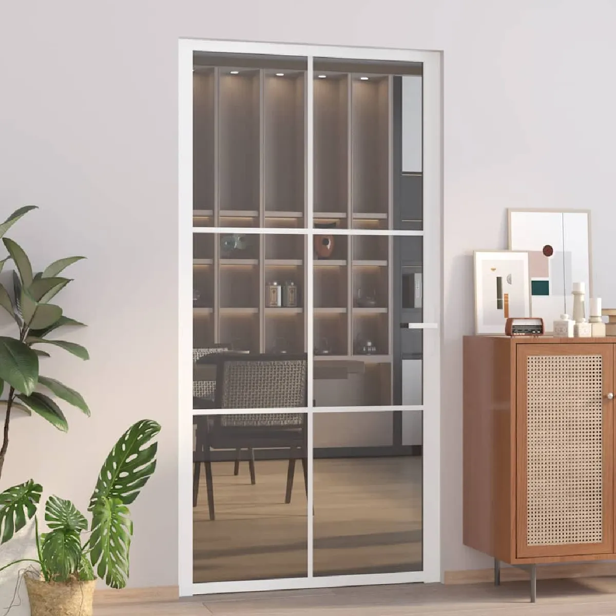 Vidaxl Porte intérieure 1025x2015 cm Noir Verre mat et aluminium 350559