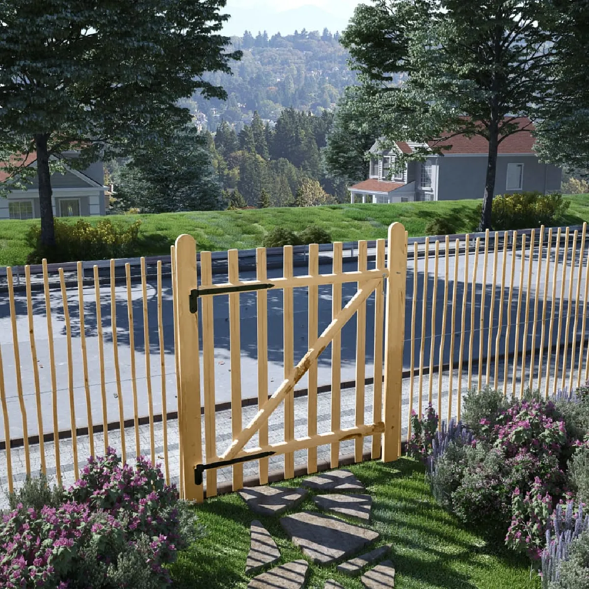 VIDAXL Portillon clôture bois de noisetier 100x120 cm