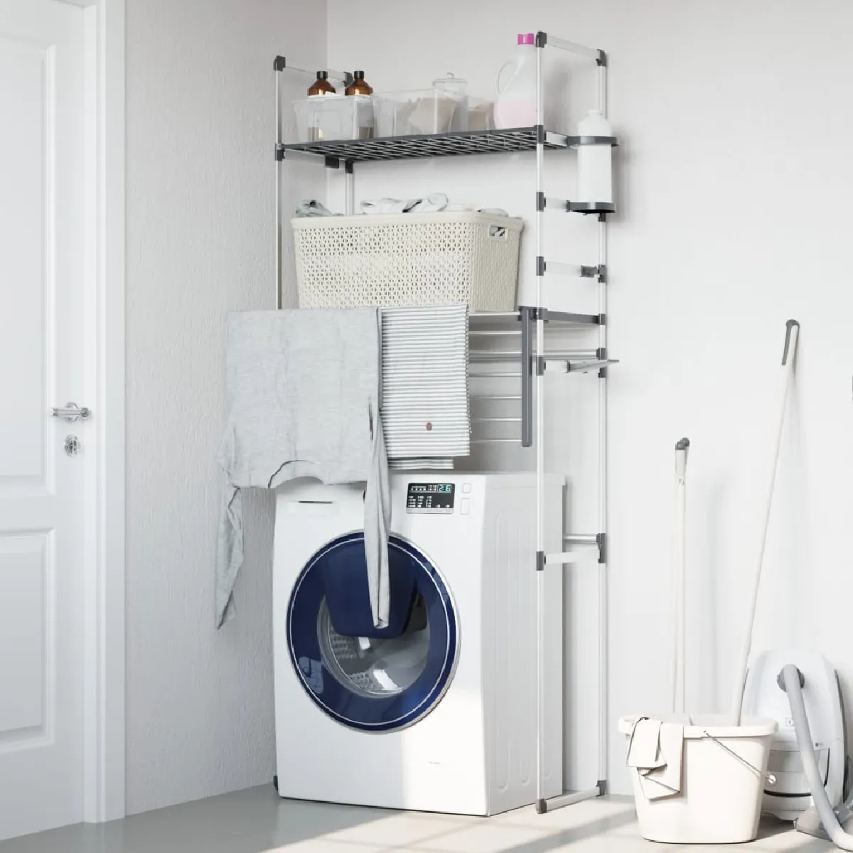 VidaXL Étagère pour machine à laver Aluminium - vue 2