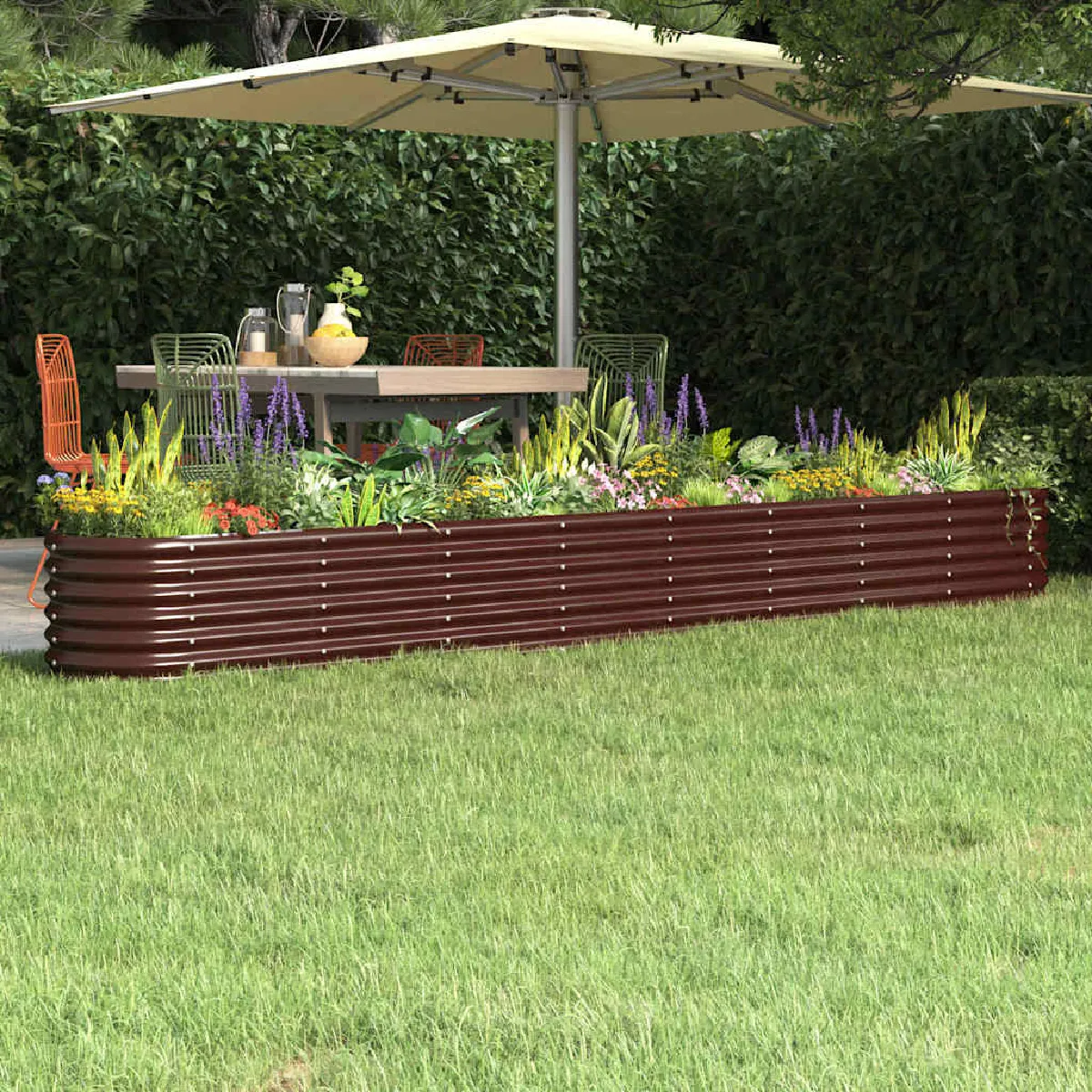 VIDAXL - Lit surélevé de jardin - Acier - Marron - Image 2