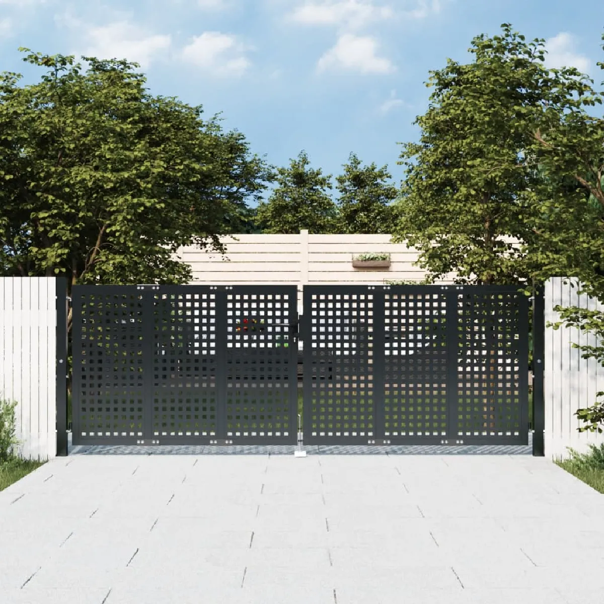 Vidaxl Portail de jardin Anthracite 300x100 cm Acier 154566
