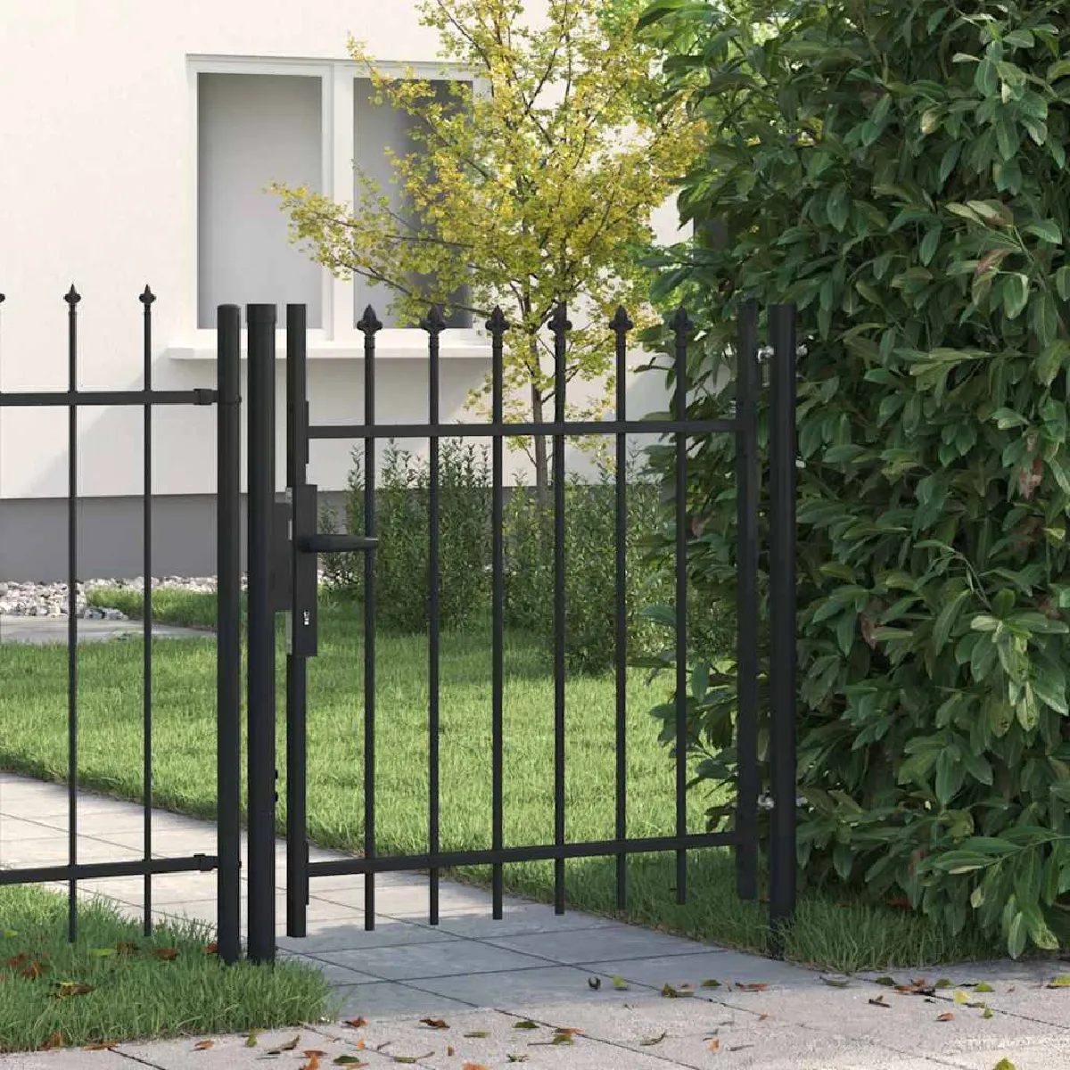 Vidaxl Portillon simple porte avec dessus à pointe Acier 1x1 m