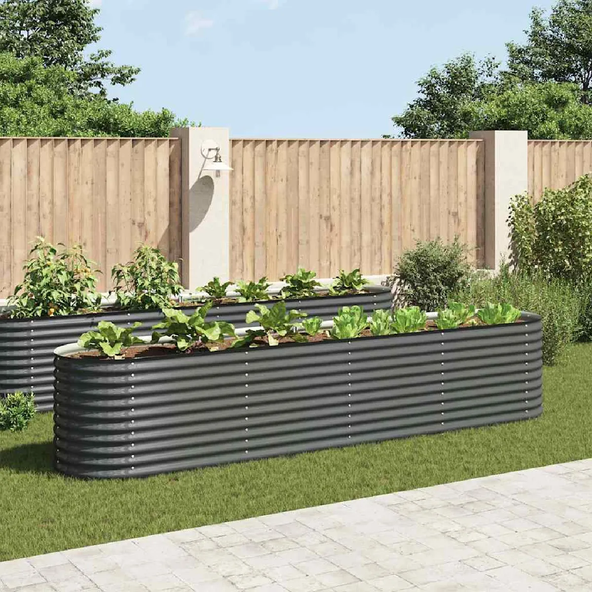 Vidaxl Jardinière 400x80x81 cm - galvanisé Rectangulaire