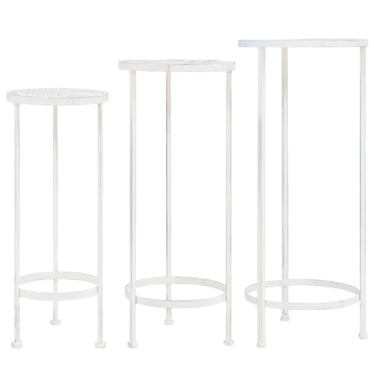VIDAXL - Support de plantes - Style Vintage - Ensemble de 3 - Blanc - Image 2