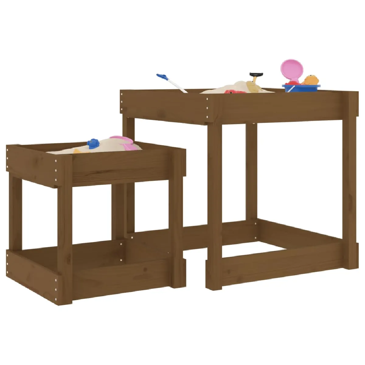 Vidaxl Marron Tables À Sable 2 Pcs Bois Pin