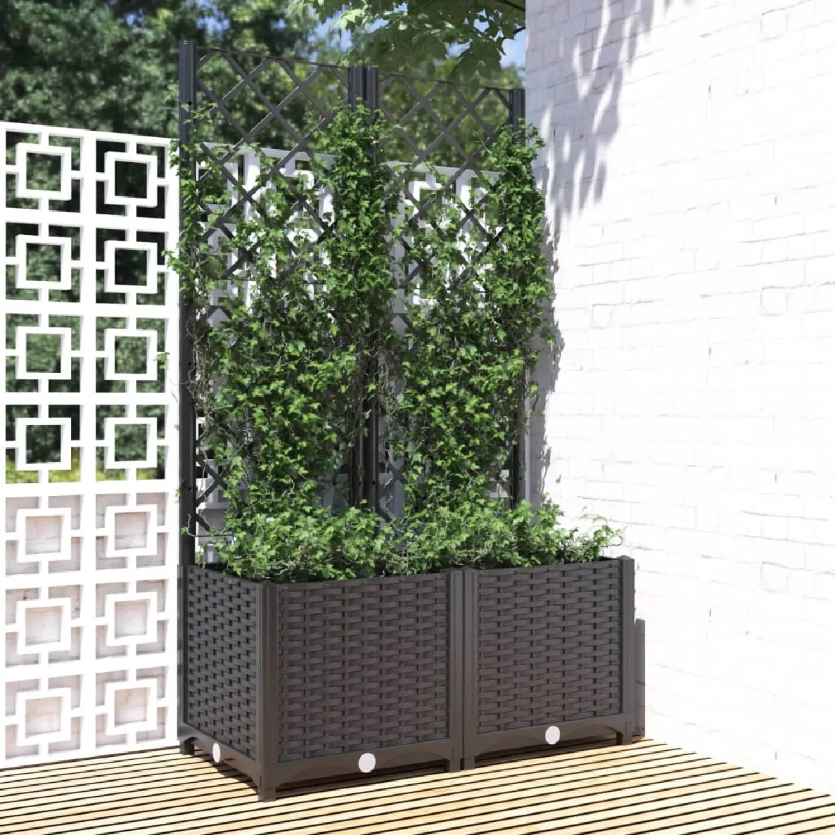 Vidaxl Jardinière avec Treillis Noir - vue 7
