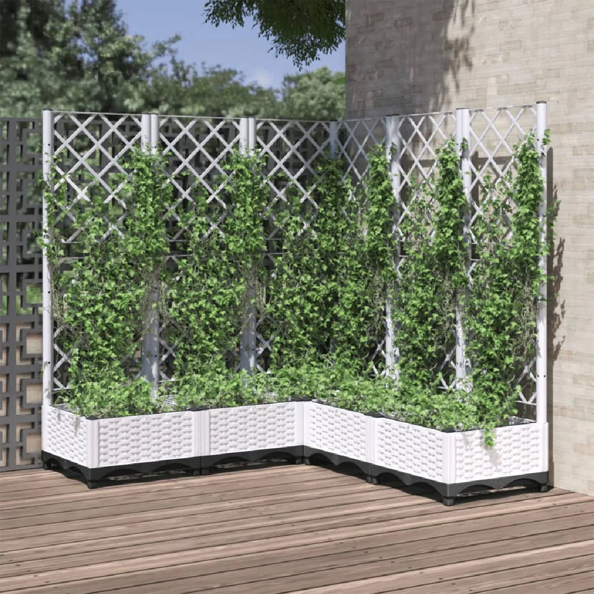 Vidaxl Jardinière avec treillis Blanc 120x120x1215 cm PP 153287