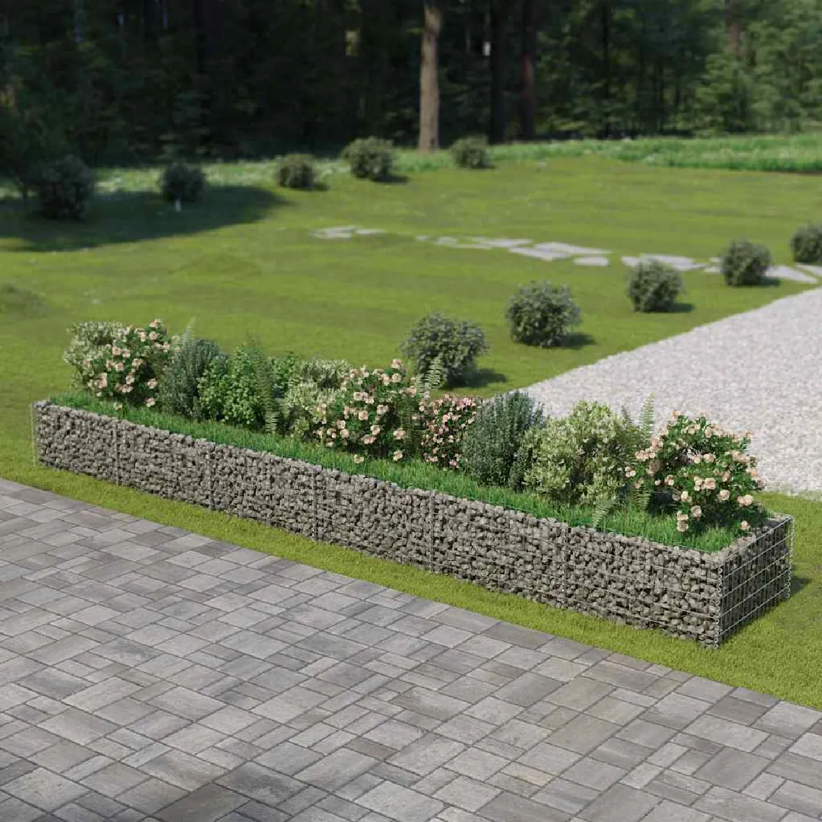Vidaxl Lit surélevé en gabion - Acier - 540x90x50 cm