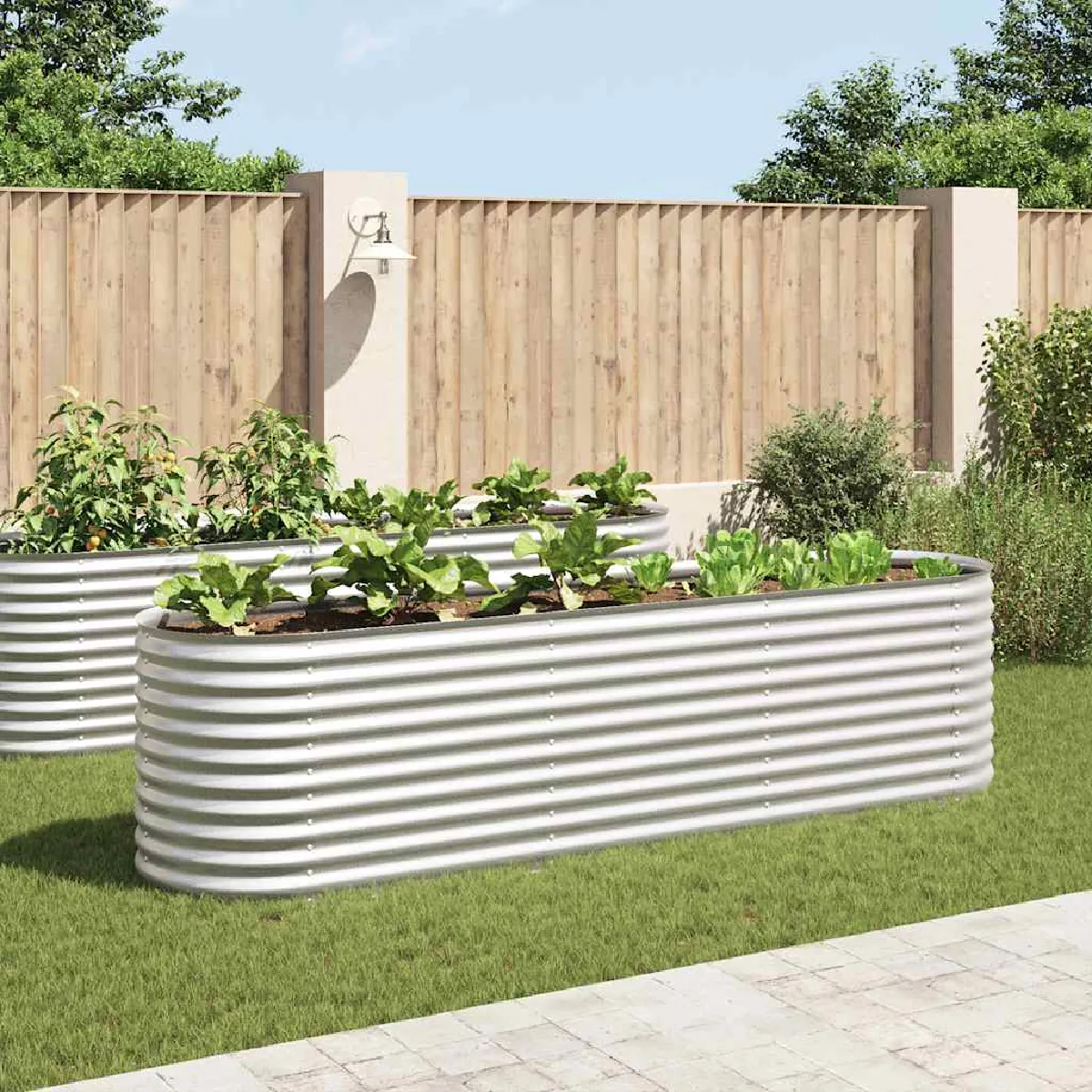 Jardinière vidaXL 320x80x81 cm Acier galvanisé Rectangulaire - vue 3