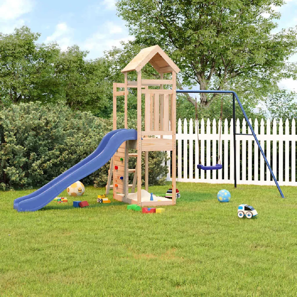 vidaXL Aire de jeux bois de pin massif