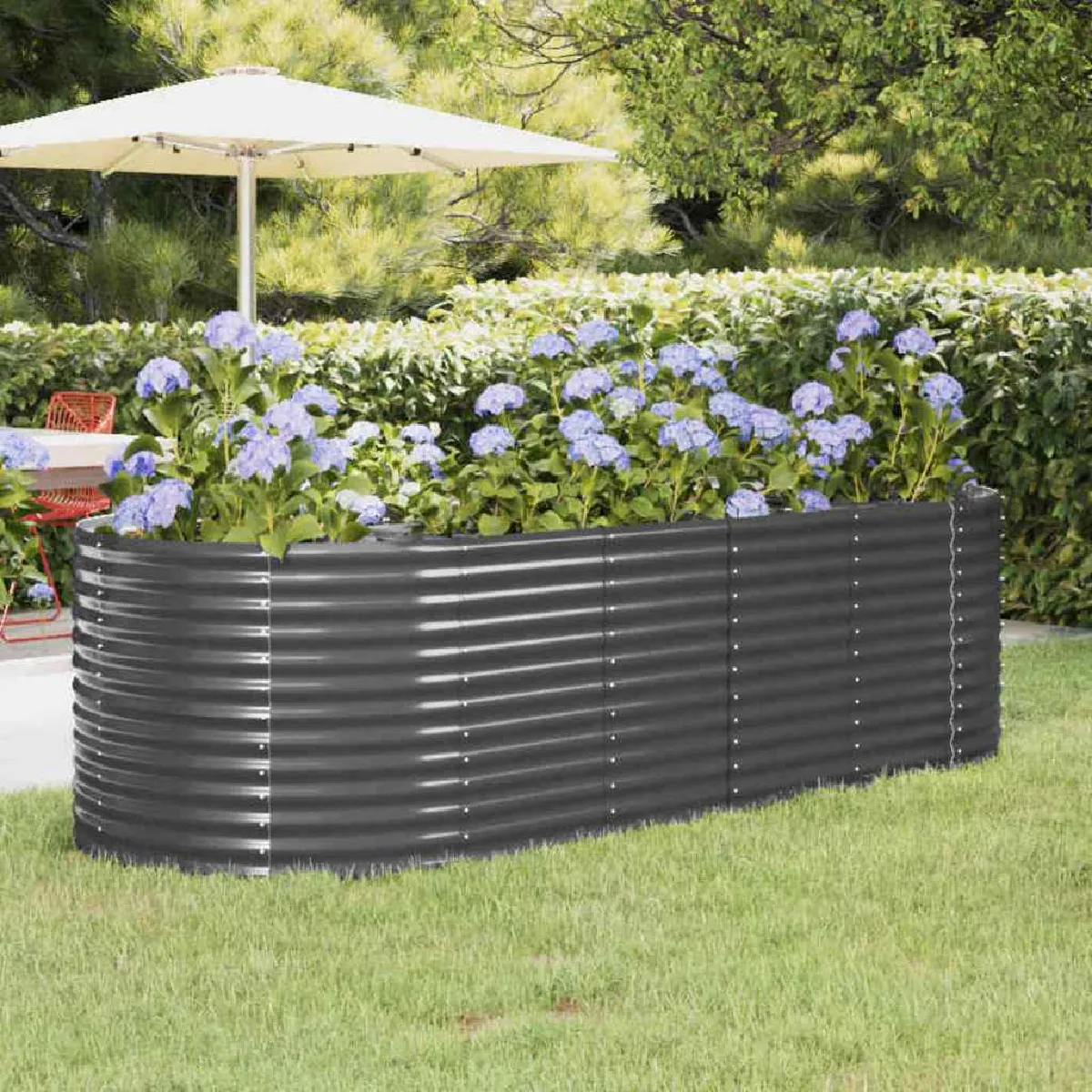 VIDAXL - Lit surélevé de jardin - Ovale - Anthracite - Image 3