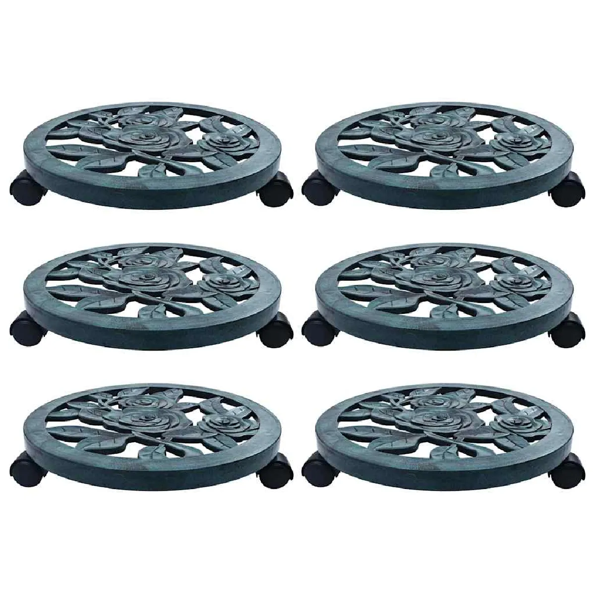 VIDAXL - Chariots pour plantes - 38 cm - Vert - Lot de 6 - Image 2