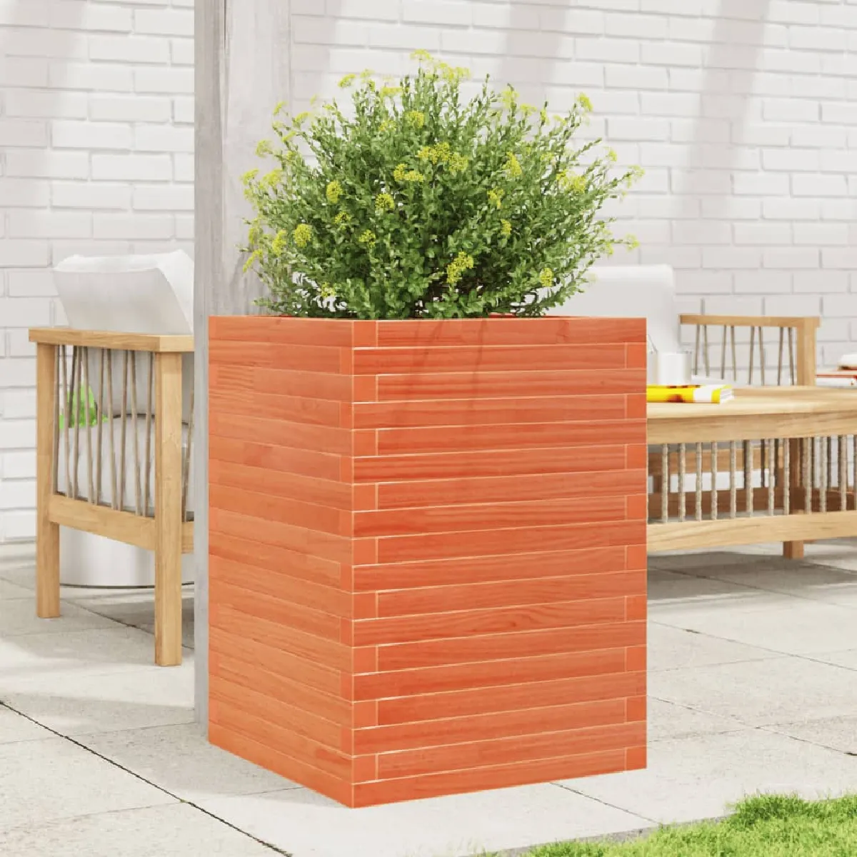 VIDAXL - Jardinière - Bois de Pin Massif - 50x50x68,5 cm - Marron - Image 3
