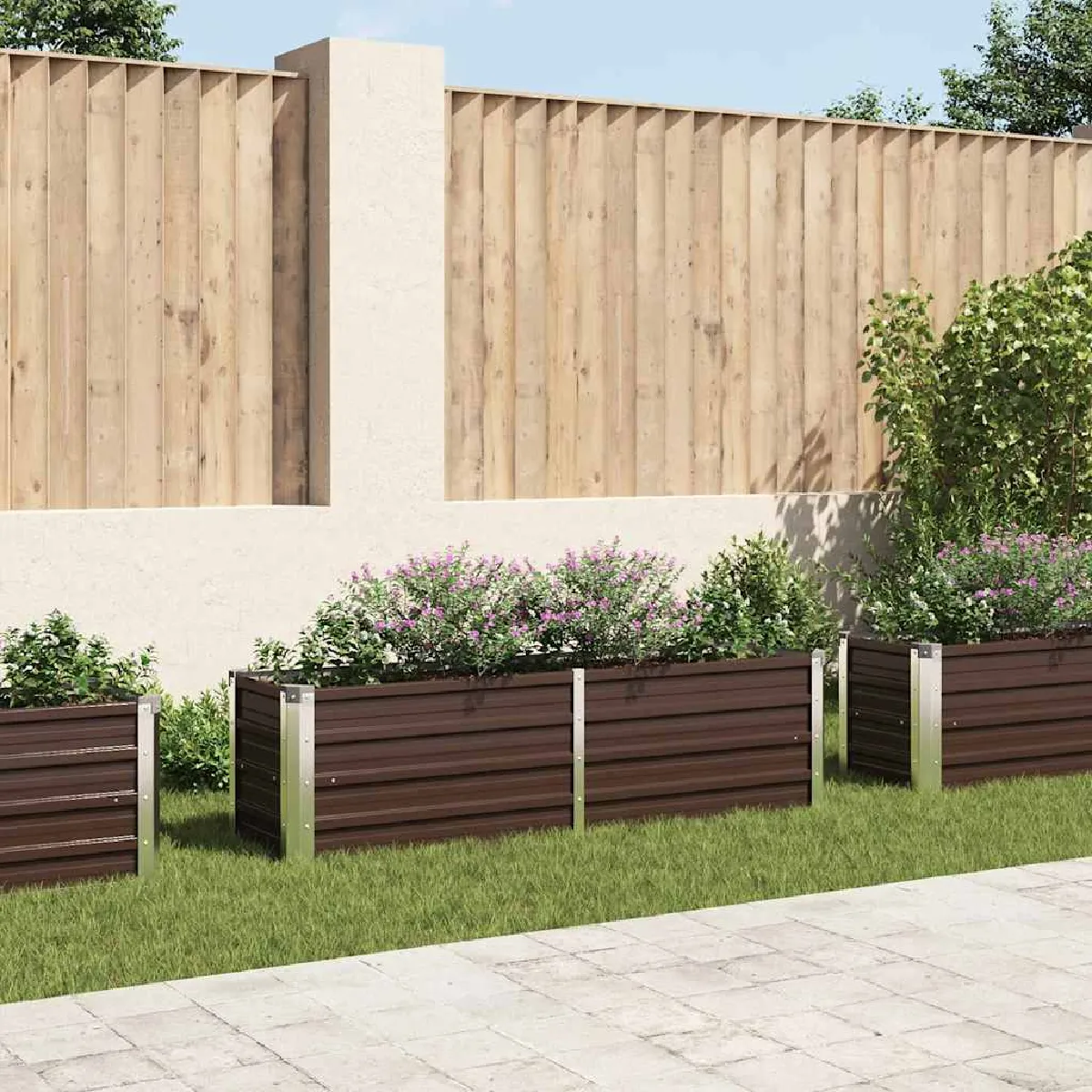 Vidaxl Lit surélevé de jardin Marron 160x40x45 cm Acier galvanisé