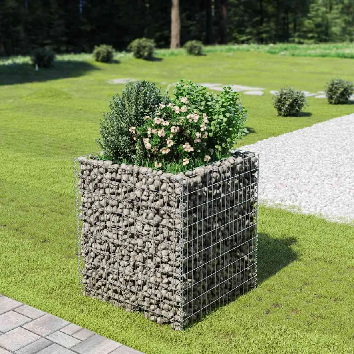 Vidaxl Lit surélevé à gabion 90x90x100 cm