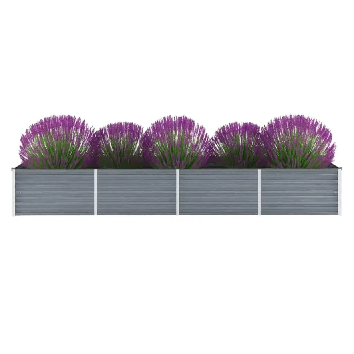 Vidaxl Gris Lit Surélevé De Jardin Acier Galvanisé 320X80x45 Cm - Image 3